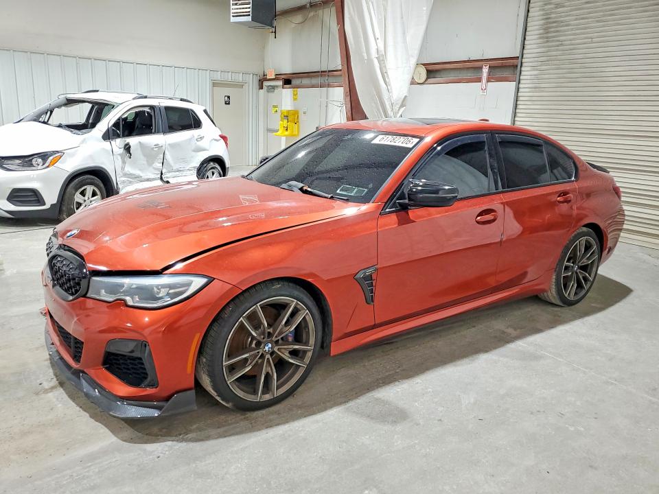 2021 BMW M3 VIN 3MW5U9J04M8B92187 COPART salvage auction — FRONT END, Ny - Mv-907A Salvage Certificate, sold $17,300 on 2026-09-04 (photo 1)
