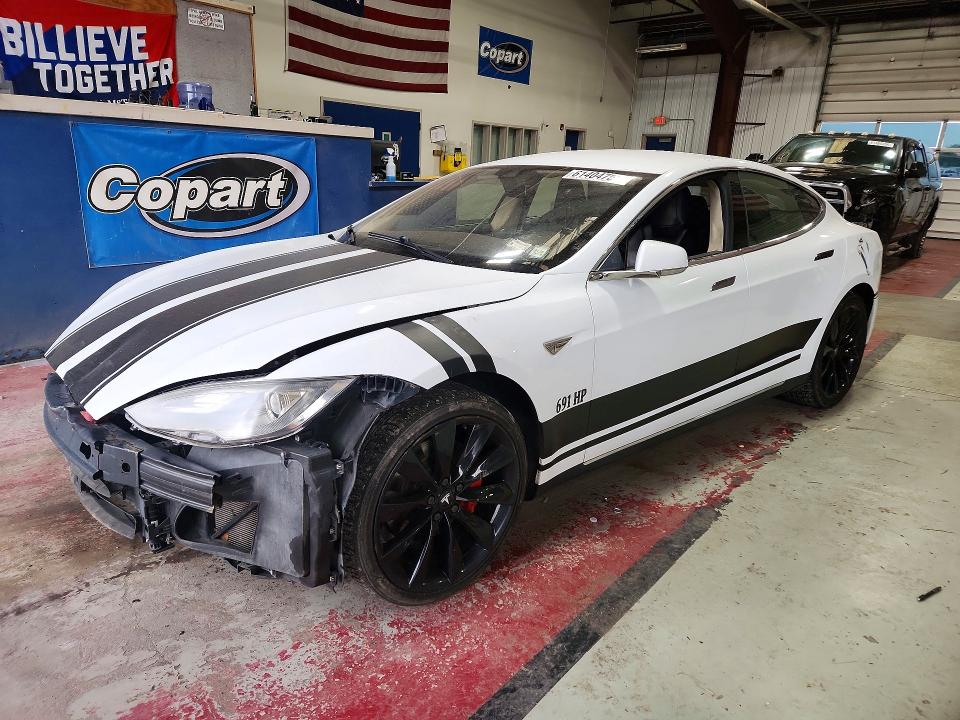 2014 Tesla Model s VIN 5YJSA1H25EFP64856 COPART salvage auction — FRONT END, Ny - Mv-907A Salvage Certificate, sold $4,100 on 2026-07-27 (photo 1)