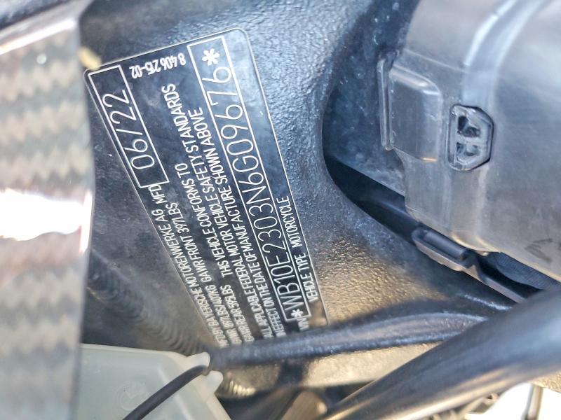 2022 BMW S VIN WB10E2303N6G09676 COPART salvage auction — SIDE, CA - SALVAGE CERTIFICATE, sold $8,900 on 2026-07-25 (photo 9)