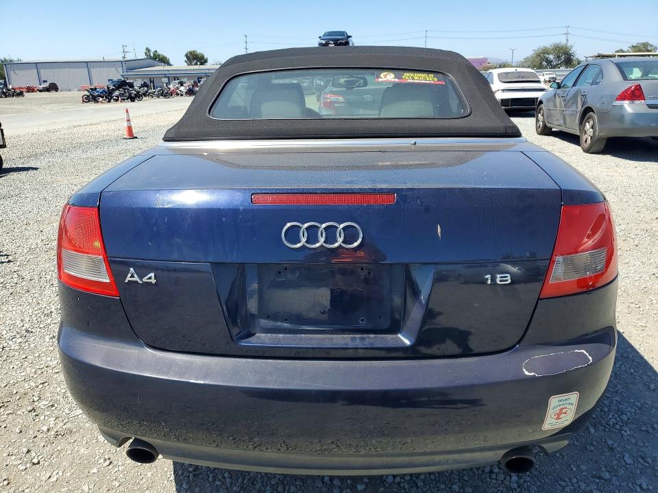 2006 Audi A4 VIN WAUAC48H46K004933 COPART salvage auction — FRONT END, CA - SALVAGE CERTIFICATE, sold $350 on 2026-07-17 (photo 6)