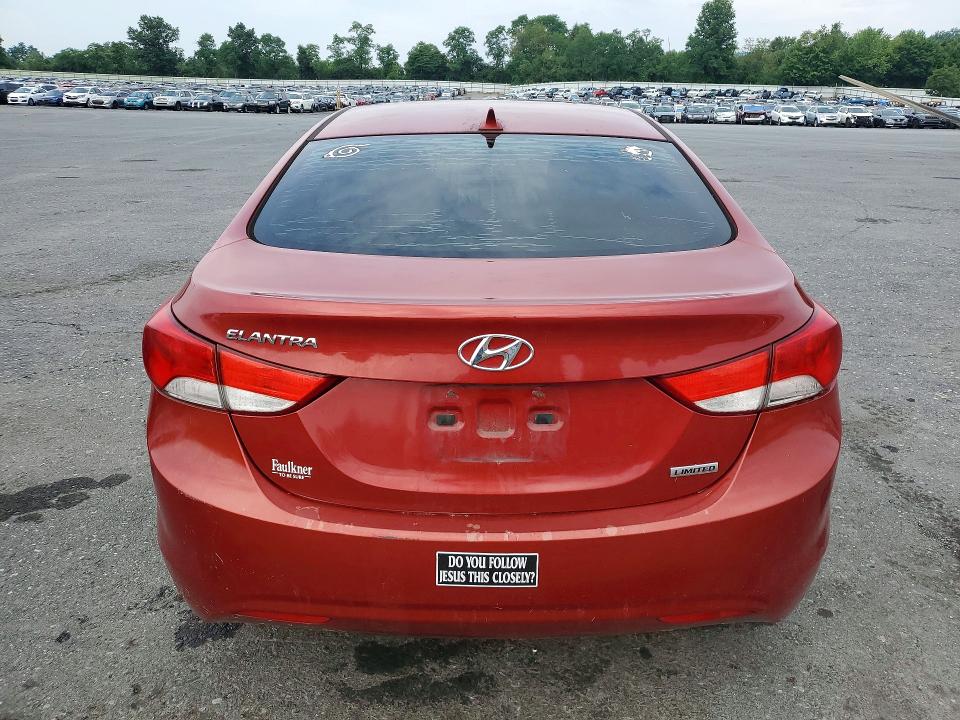 2013 Hyundai Elantra VIN KMHDH4AE6DU696594 COPART salvage auction — WATER/FLOOD, Pa - Certificate Of Salvage, sold $200 on 2026-07-28 (photo 6)