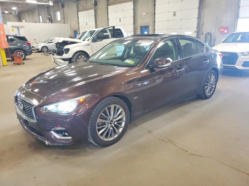 2018 Infiniti Q50 VIN JN1EV7AR7JM444955 COPART salvage auction — ROOF, Mn - Cert Of Title-Prior Salvage, sold $2,200 on 2026-07-18 (photo 1)