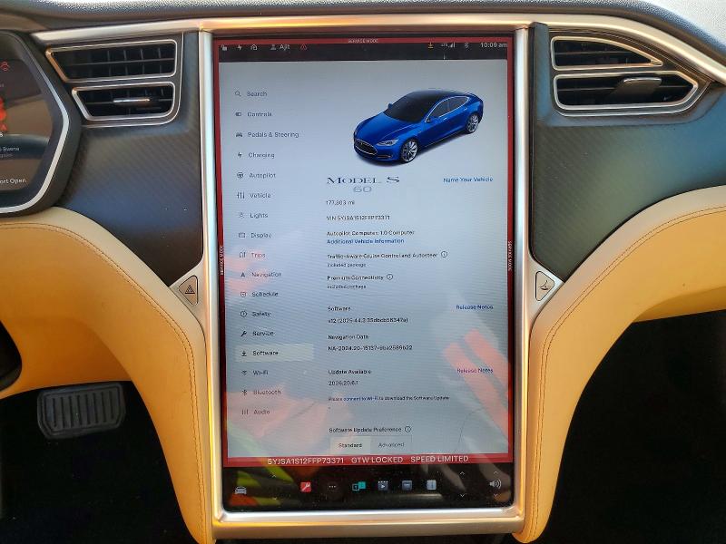 2015 Tesla Model s VIN 5YJSA1S12FFP73371 COPART salvage auction — SIDE, Ca - Salvage Certificate, sold $2,750 on 2026-07-28 (photo 9)