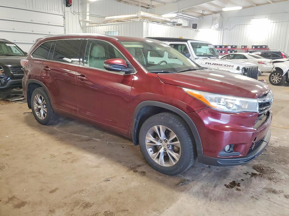 2015 Toyota Highlander VIN 5TDJKRFH0FS092278 COPART salvage auction — REAR END, Mn - Cert Of Title-Salvage, sold $9,000 on 2026-07-09 (photo 4)