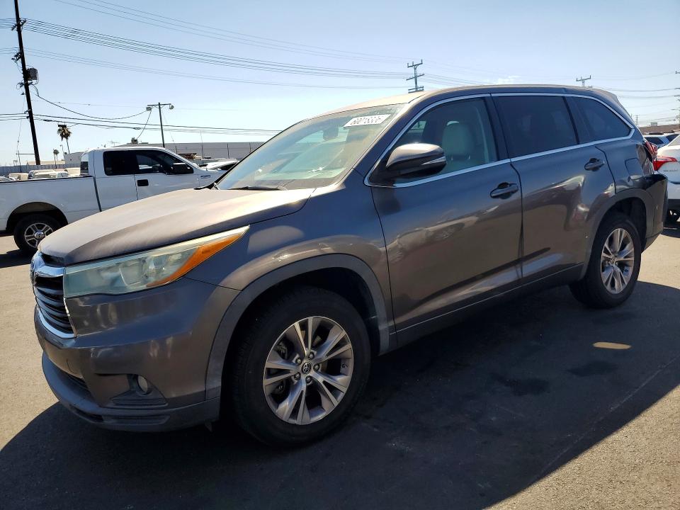 2016 Toyota Highlander VIN 5TDZKRFH8GS121921 COPART salvage auction — REAR END, Ca - Salvage Certificate, sold $4,250 on 2026-07-29 (photo 1)
