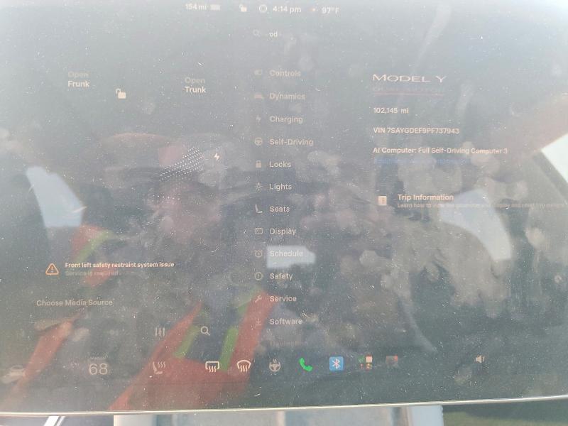 2023 Tesla Model y VIN 7SAYGDEF9PF737943 COPART salvage auction — UNDERCARRIAGE, Ca - Salvage Certificate, sold $10,400 on 2026-08-19 (photo 9)