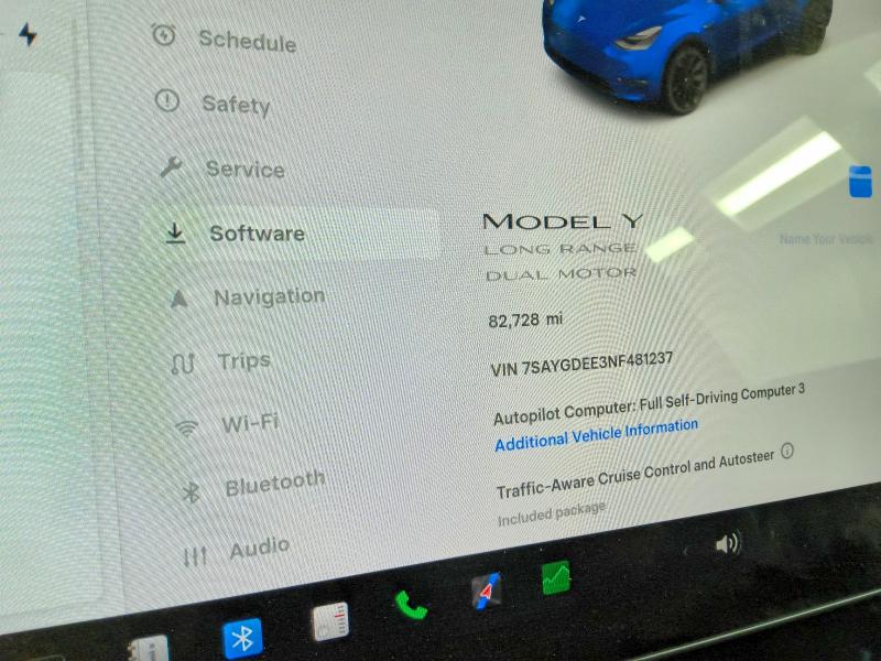 2022 Tesla Model y VIN 7SAYGDEE3NF481237 COPART salvage auction — SIDE, NV - CERTIFICATE OF TITLE, sold $9,700 on 2026-07-20 (photo 9)