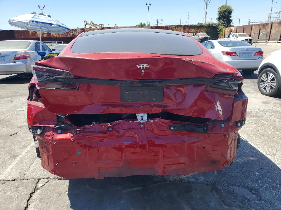 2021 Tesla Model s VIN 5YJSA1E69MF443747 COPART salvage auction — REAR END, Ca - Salvage Certificate, sold $16,600 on 2026-07-15 (photo 6)