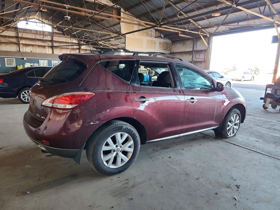 2012 Nissan Murano VIN JN8AZ1MW3CW212962 COPART salvage auction — MINOR DENT/SCRATCHES, Az - Certificate Of Title (P), sold $475 on 2026-07-29 (photo 3)