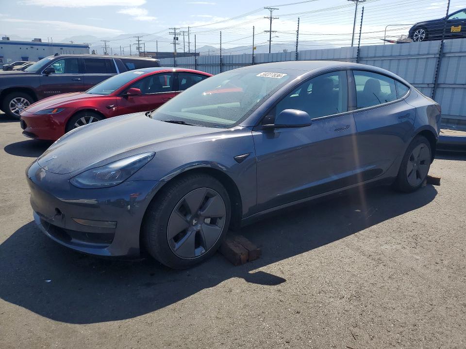 2023 Tesla Model 3 VIN 5YJ3E1EAXPF433018 COPART salvage auction — REAR END, Ca - Salvage Certificate, sold $7,100 on 2026-07-27 (photo 1)