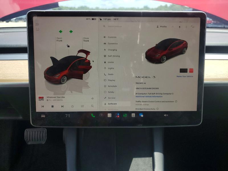 2022 Tesla Model 3 VIN 5YJ3E1EA4NF290385 COPART salvage auction — REAR END, FL - CERTIFICATE OF TITLE, sold $7,200 on 2026-07-29 (photo 9)
