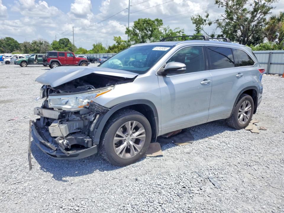 2014 Toyota Highlander VIN 5TDJKRFH4ES036472 COPART salvage auction — FRONT END, FL - CERTIFICATE OF DESTRUCTION, sold $325 on 2026-07-24 (photo 1)
