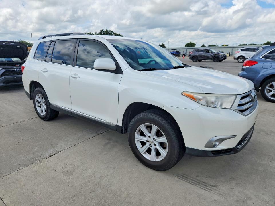 2013 Toyota Highlander VIN 5TDZK3EH5DS119425 COPART salvage auction — FRONT END, Tx - Salvage Vehicle Title, sold $1,750 on 2026-07-23 (photo 4)