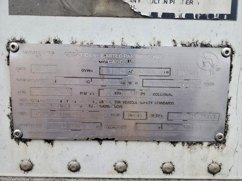 2012 Great dane trailers Dry box tr VIN 1GRAP062XCD442862 COPART salvage auction — REAR END, MN - CERT OF TITLE-SALVAGE, sold $1,050 on 2026-09-17 (photo 8)