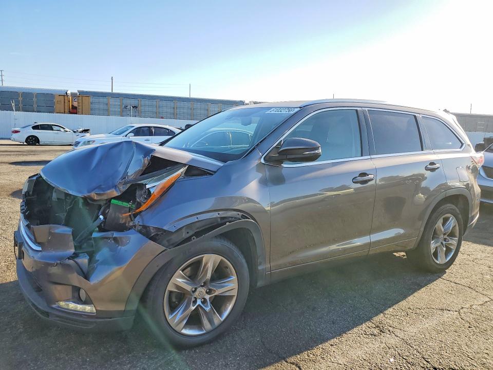 2015 Toyota Highlander VIN 5TDYKRFH5FS054138 COPART salvage auction — FRONT END, Ca - Salvage Certificate, sold $1,200 on 2026-07-21 (photo 1)