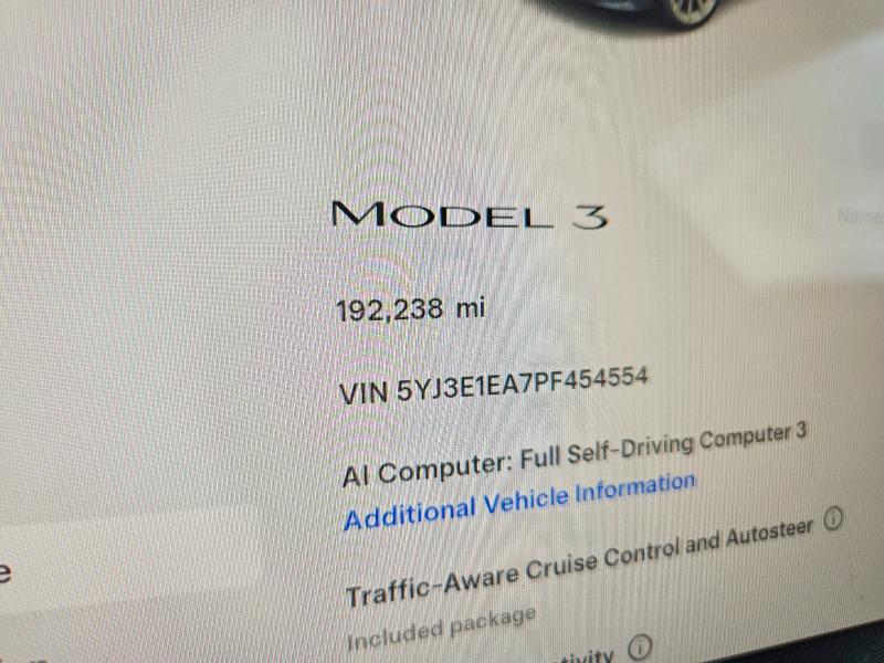 2023 Tesla Model 3 VIN 5YJ3E1EA7PF454554 COPART salvage auction — ALL OVER, Ut - Certificate Of Title, sold $125 on 2026-07-22 (photo 9)