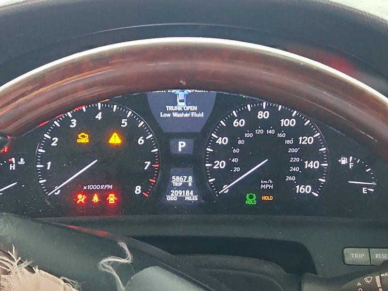 2009 Lexus Ls VIN JTHBL46F895085249 COPART salvage auction — FRONT END, TX - SALVAGE VEHICLE TITLE, sold $725 on 2026-07-30 (photo 9)