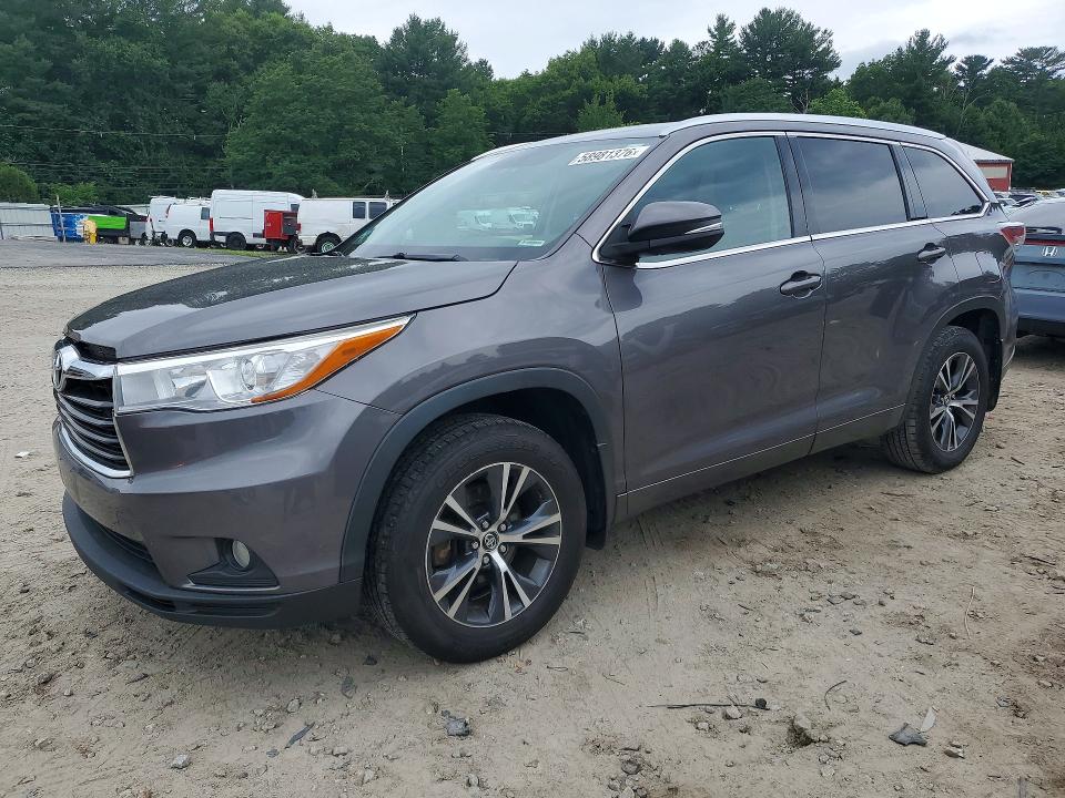 2016 Toyota Highlander VIN 5TDJKRFH3GS326186 COPART salvage auction — REAR END, MA - CERT OF TITLE-RECONSTRCTD COLL, sold $7,400 on 2026-07-16 (photo 1)