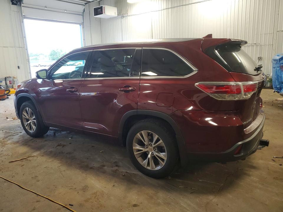 2015 Toyota Highlander VIN 5TDJKRFH0FS092278 COPART salvage auction — REAR END, Mn - Cert Of Title-Salvage, sold $9,000 on 2026-07-09 (photo 2)