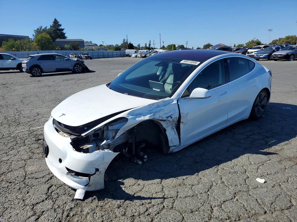 2018 Tesla Model 3 VIN 5YJ3E1EA1JF014773 COPART salvage auction — FRONT END, Ca - Salvage Certificate, sold $3,650 on 2026-07-24 (photo 1)
