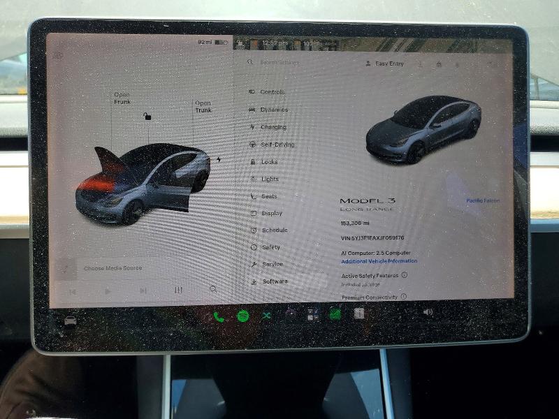 2018 Tesla Model 3 VIN 5YJ3E1EAXJF059176 COPART salvage auction — MINOR DENT/SCRATCHES, Ca - Salvage Certificate, sold $5,800 on 2026-07-16 (photo 9)