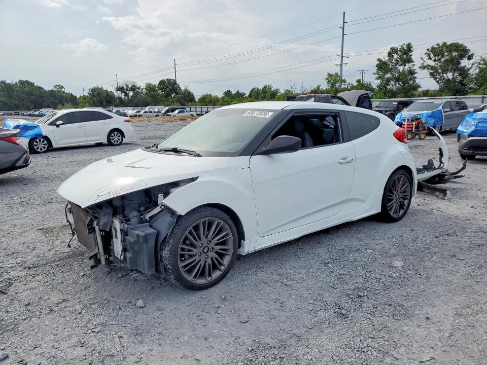 2013 Hyundai Veloster VIN KMHTC6AD4DU160966 COPART salvage auction — FRONT END, Fl - Cert Of Title Slvg Rebuildable, sold $1,150 on 2026-07-31 (photo 1)