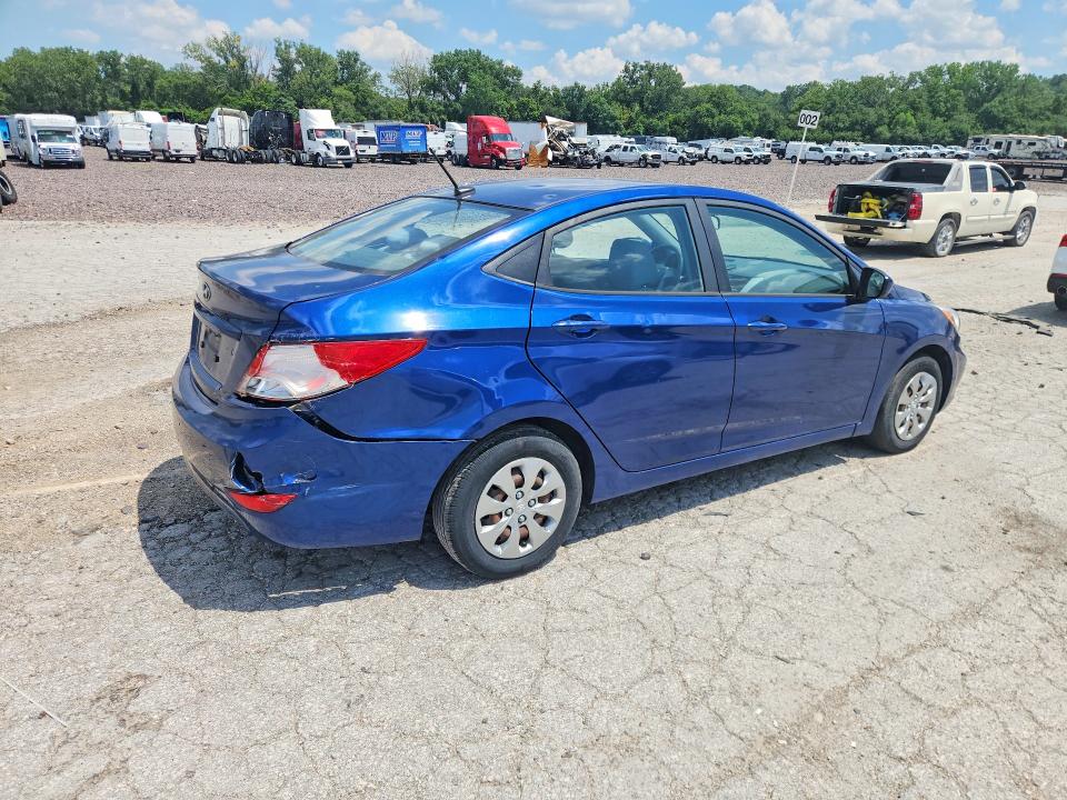 2017 Hyundai Accent VIN KMHCT4AE0HU189366 COPART salvage auction — HAIL, MO - DEALER ONLY CLEAN TITLE, sold $625 on 2026-07-09 (photo 3)
