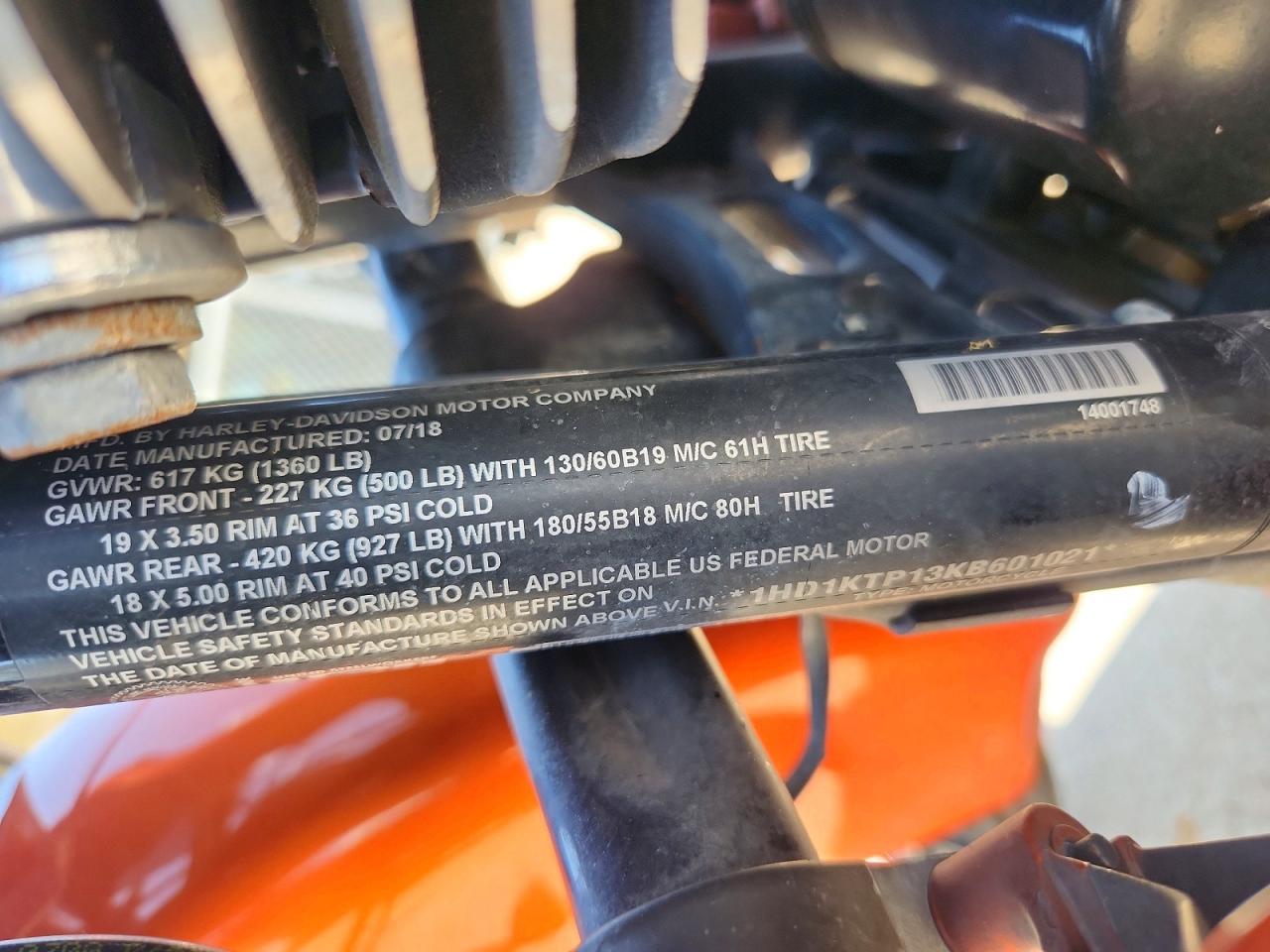 2019 Harley-Davidson fl VIN 1HD1KTP13KB601021 COPART salvage auction — Side, Sv - Salvage Title, sold $9,500 on 2026-09-24 (photo 8)