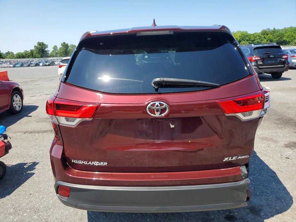2019 Toyota Highlander VIN 5TDJZRFH8KS704247 COPART salvage auction — REAR END, PA - CERTIFICATE OF SALVAGE, sold $7,000 on 2026-07-28 (photo 6)