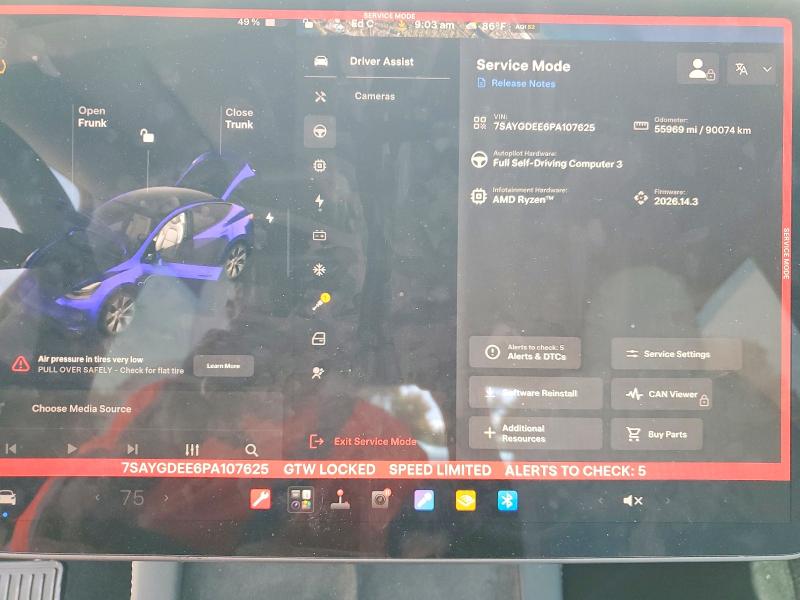 2023 Tesla Model y VIN 7SAYGDEE6PA107625 COPART salvage auction — FRONT END, Salvage Title, sold $6,600 on 2026-07-24 (photo 9)