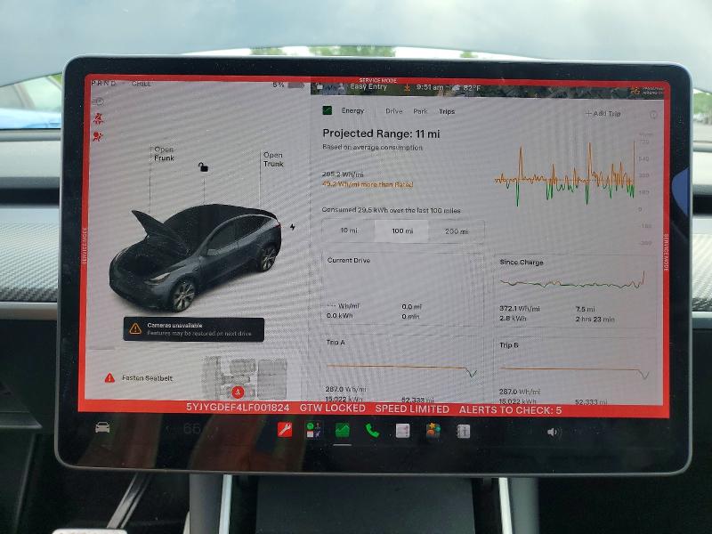 2020 Tesla Model y VIN 5YJYGDEF4LF001824 COPART salvage auction — FRONT END, Nj - Cert Of Title-Salvage, sold $3,250 on 2026-07-23 (photo 9)
