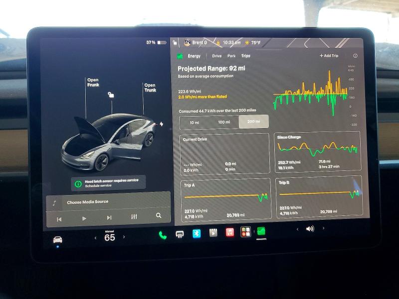 2022 Tesla Model 3 VIN 5YJ3E1EA0NF155176 COPART salvage auction — FRONT END, CA - SALVAGE CERTIFICATE, sold $6,500 on 2026-07-20 (photo 9)