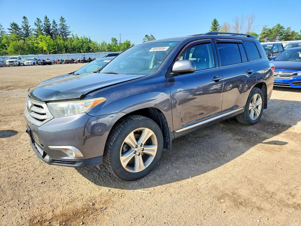 2013 Toyota Highlander VIN 5TDBK3EHXDS240050 COPART salvage auction — FRONT END, ON - PERMIT NO BRAND - UNFIT, sold $875 on 2026-07-21 (photo 1)