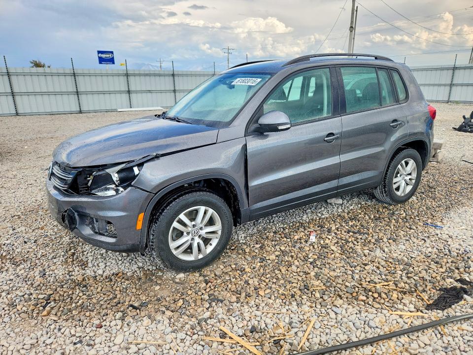 2016 Volkswagen Tiguan VIN WVGAV7AX6GW593649 COPART salvage auction — FRONT END, Ut - Salvage Certificate, sold $1,300 on 2026-08-21 (photo 1)