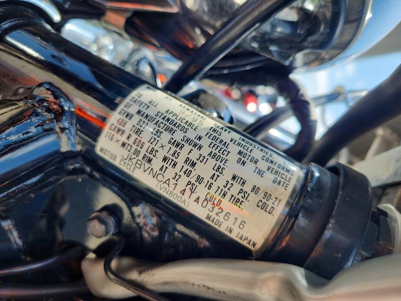 1996 Kawasaki Vn800 VIN JKBVNCA14TA032616 COPART salvage auction — FRONT END, Pa - Certificate Of Salvage, sold $300 on 2026-07-09 (photo 9)