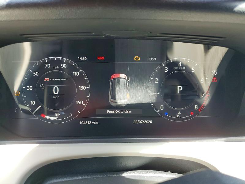 2018 Land rover RANGE ROVER VIN SALYL2RX8JA709950 COPART salvage auction — FRONT END, Fl - Certificate Of Title (P), sold $10,900 on 2026-08-19 (photo 9)