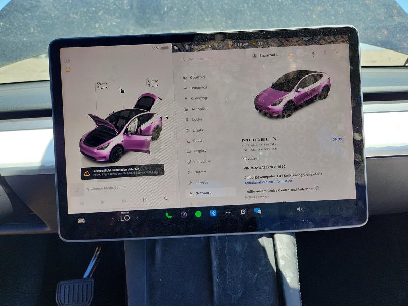 2025 Tesla Model y VIN 7SAYGAEEXSF271552 COPART salvage auction — FRONT END, CA - SALVAGE CERTIFICATE, sold $12,800 on 2026-08-28 (photo 9)