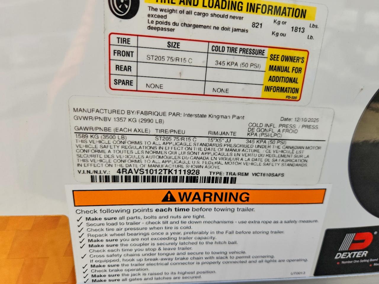 2026 Interstate Unknown VIN 4RAVS1012TK111928 COPART salvage auction — Minor Dent/Scratches, Dv - Clean Title, sold $1,300 on 2026-08-28 (photo 9)