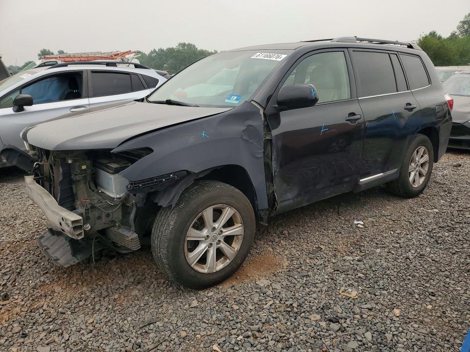 2013 Toyota Highlander VIN 5TDBK3EH6DS253524 COPART salvage auction — FRONT END, Nj - Cert Of Title-Salvage, sold $525 on 2026-07-21 (photo 1)