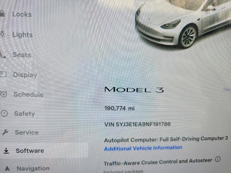 2022 Tesla Model 3 VIN 5YJ3E1EA9NF191786 COPART salvage auction — UNDERCARRIAGE, TX - CERTIFICATE OF TITLE, sold $450 on 2026-07-22 (photo 9)
