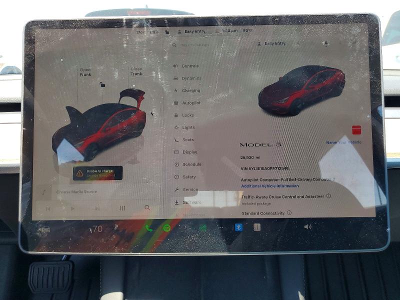 2023 Tesla Model 3 VIN 5YJ3E1EA0PF712946 COPART salvage auction — REAR END, CA - SALVAGE CERTIFICATE, sold $6,400 on 2026-07-29 (photo 9)