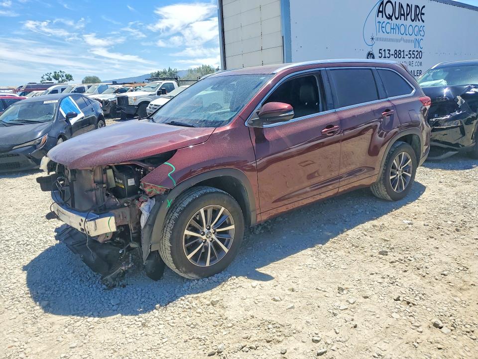 2018 Toyota Highlander VIN 5TDKZRFH5JS260781 COPART salvage auction — FRONT END, CA - SALVAGE CERTIFICATE, sold $2,650 on 2026-07-28 (photo 1)