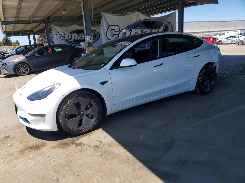 2023 Tesla Model 3 VIN 5YJ3E1EA7PF541256 COPART salvage auction — REAR END, CA - CERTIFICATE OF TITLE (P), sold $14,600 on 2026-07-13 (photo 1)