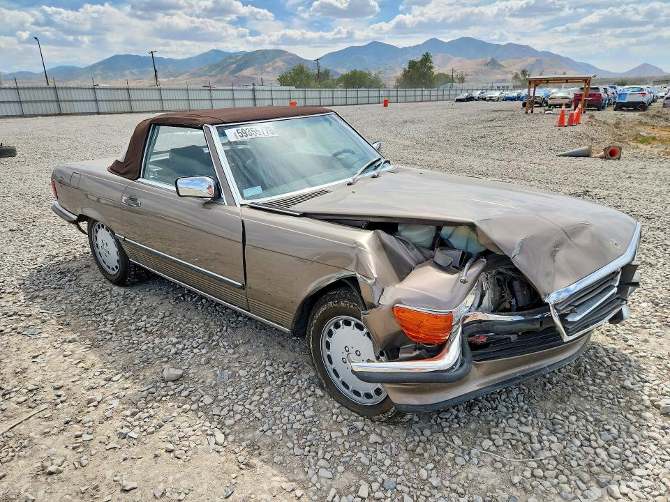 1987 Mercedes-benz Sl-klasse VIN WDBBA48D8HA070757 COPART salvage auction — FRONT END, Ut - Salvage Certificate, sold $2,200 on 2026-07-21 (photo 4)
