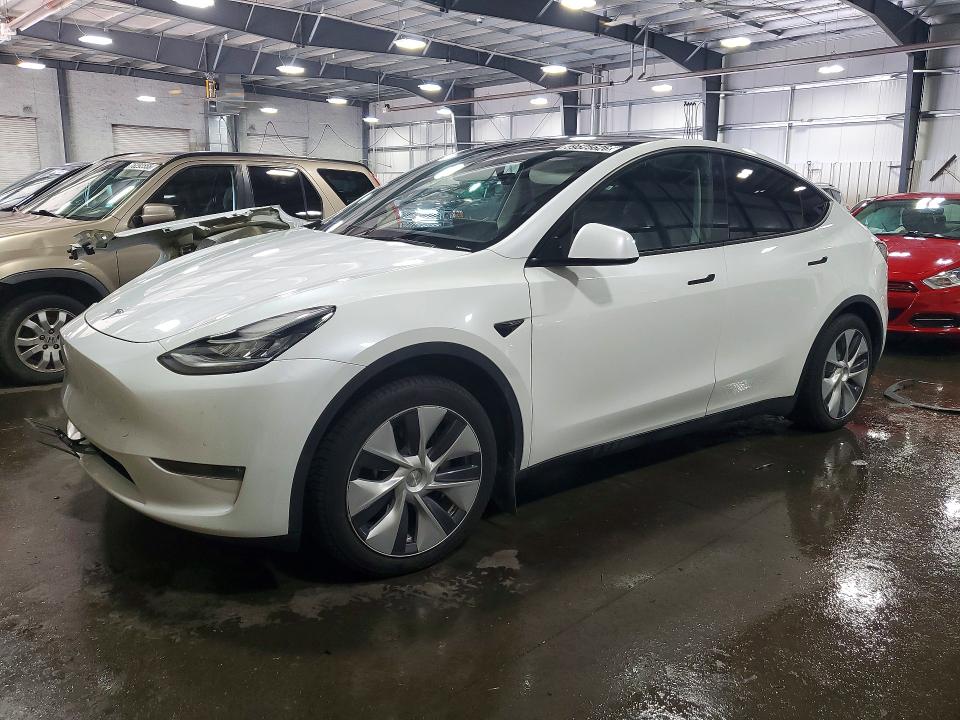 2023 Tesla Model y VIN 7SAYGDEE7PA086381 COPART salvage auction — SIDE, Mn - Cert Of Title-Salvage, sold $3,700 on 2026-08-18 (photo 1)