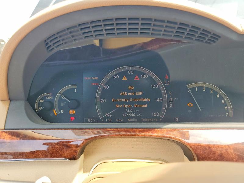 2008 Mercedes-benz S class VIN WDDNG71X38A211274 COPART salvage auction — MECHANICAL, Tn - Certificate Of Title, sold $550 on 2026-08-03 (photo 9)