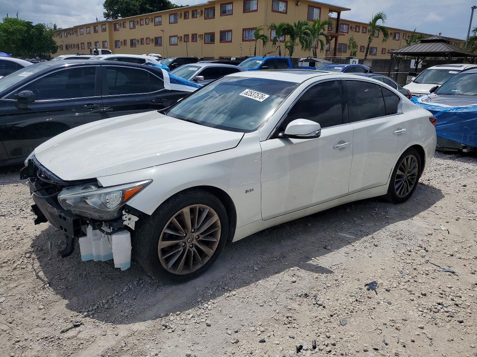 2018 Infiniti Q50 VIN JN1EV7AP3JM591336 COPART salvage auction — FRONT END, FL - CERT OF TITLE SLVG REBUILDABLE, sold $2,550 on 2026-07-31 (photo 1)