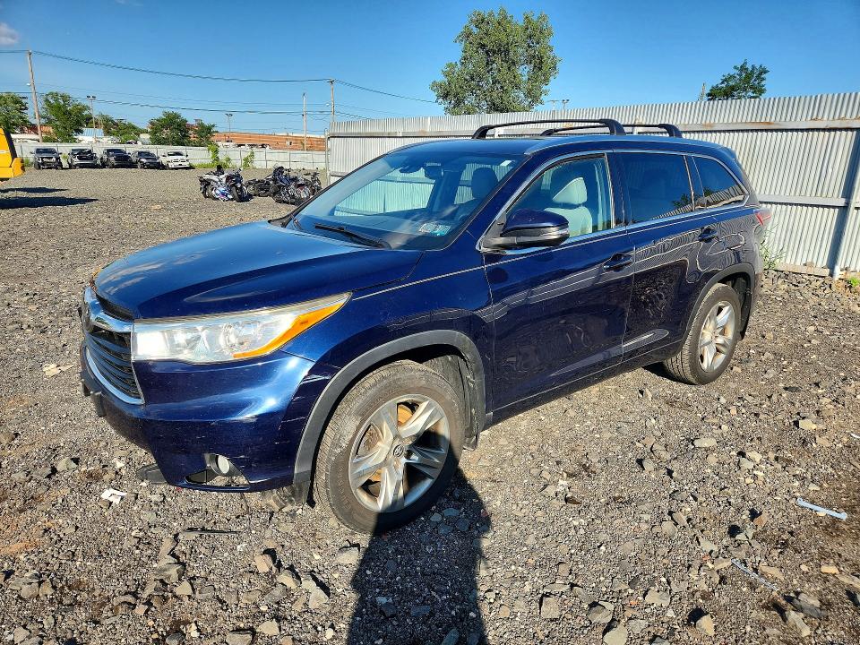 2016 Toyota Highlander VIN 5TDDKRFH4GS234002 COPART salvage auction — FRONT END, Pa - Certificate Of Salvage, sold $5,700 on 2026-07-23 (photo 1)