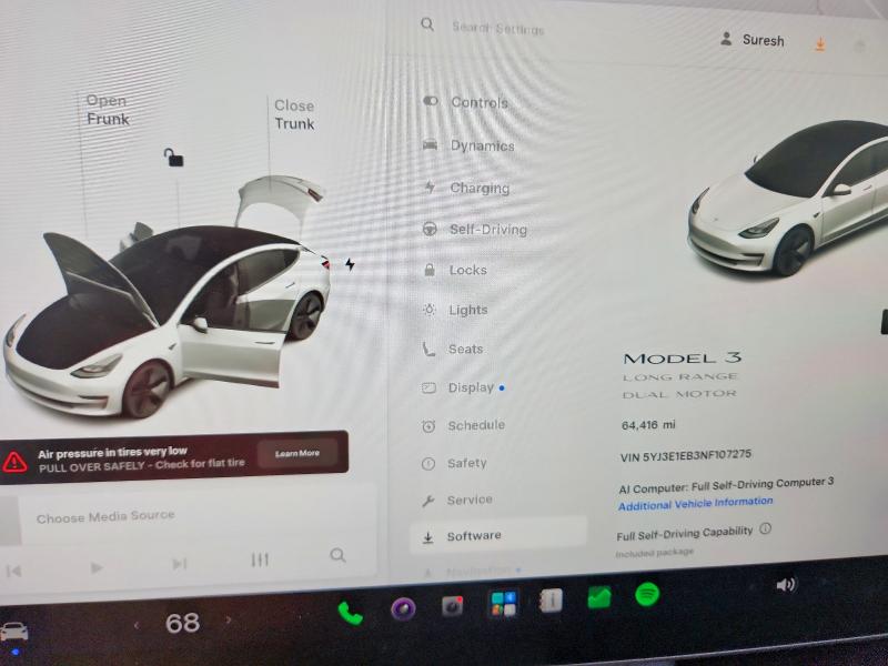 2022 Tesla Model 3 VIN 5YJ3E1EB3NF107275 COPART salvage auction — FRONT END, TX - SALVAGE VEHICLE TITLE, sold $7,100 on 2026-08-20 (photo 9)