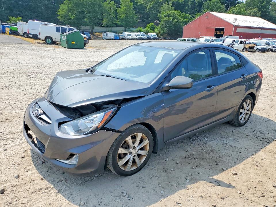 2013 Hyundai Accent VIN KMHCU4AE9DU379917 COPART salvage auction — FRONT END, Ma - Cert Of Title-Reconstrctd Coll, sold $325 on 2026-07-23 (photo 1)